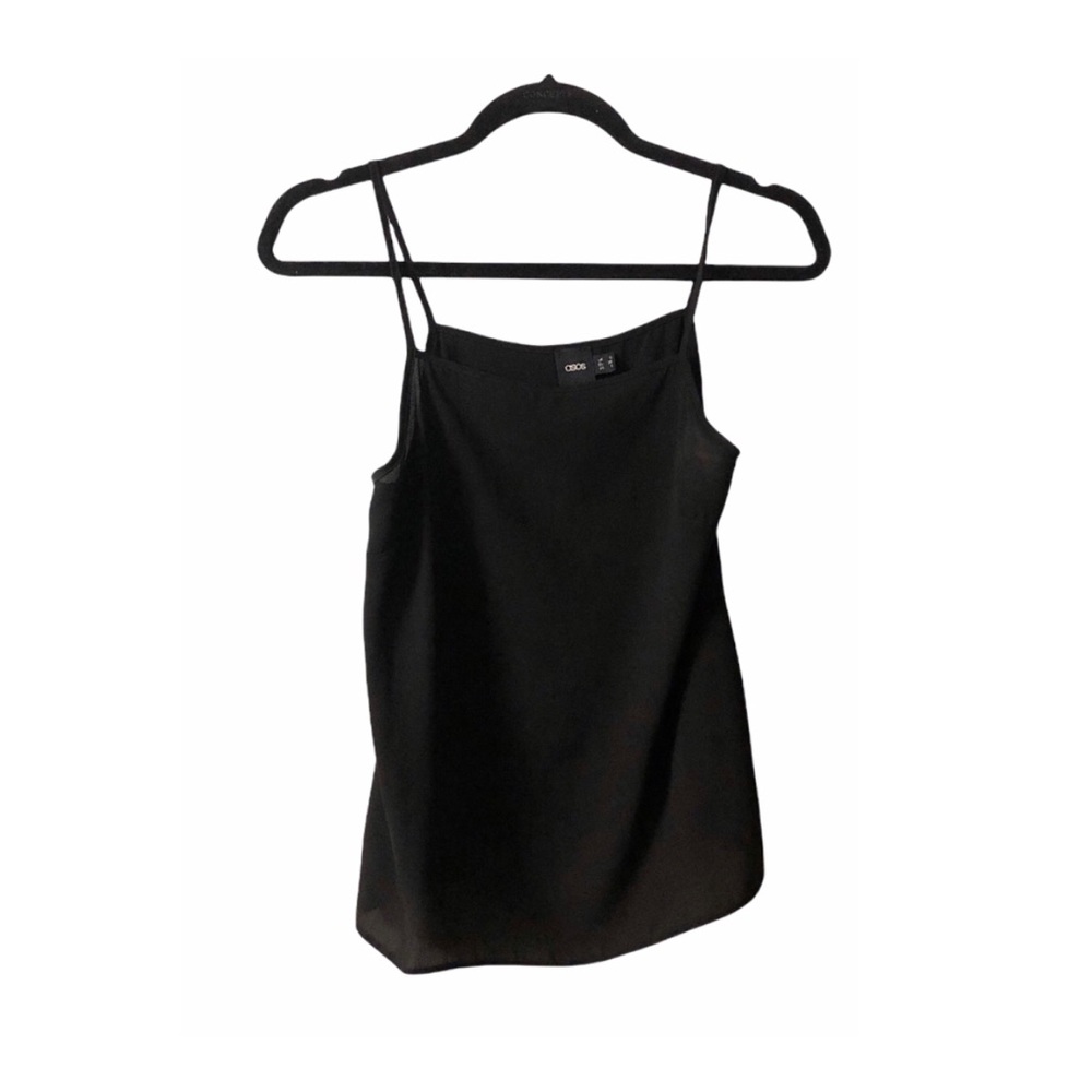 ASOS Black Chiffon Square Neck Swing Flowy Tank